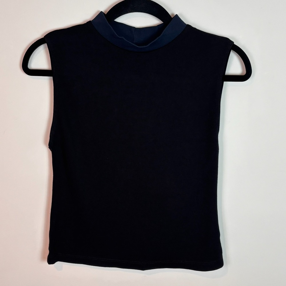 American Apparel Womens Black High Neck Contrast Hem Muscle Tee MED streetwear